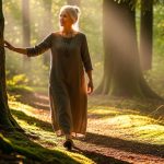 woman walking on a path in the forest