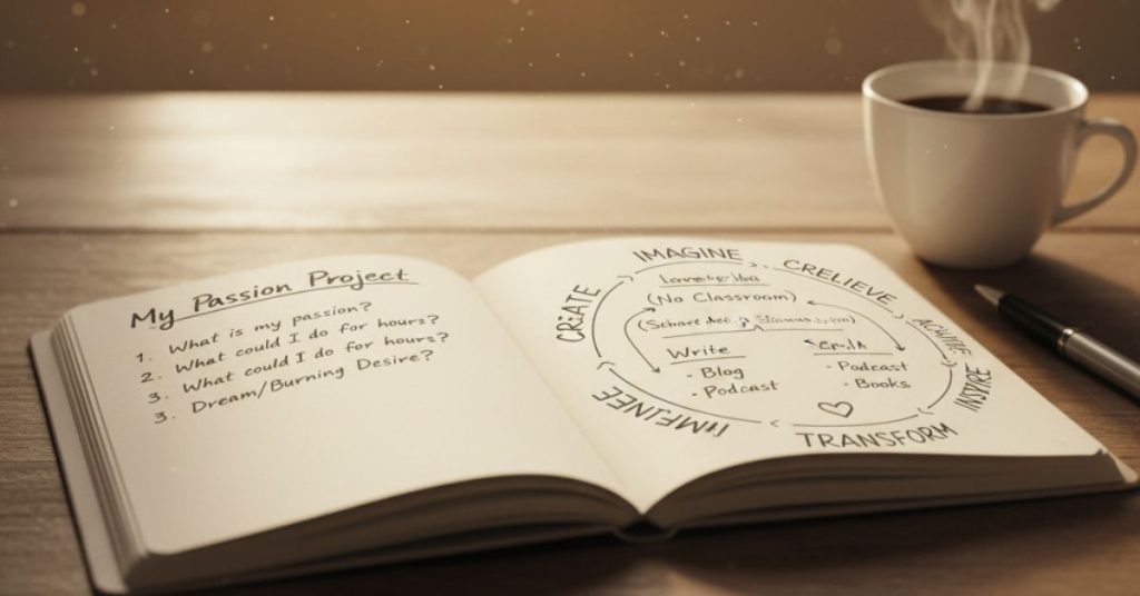 open notebook with notes about my passion project