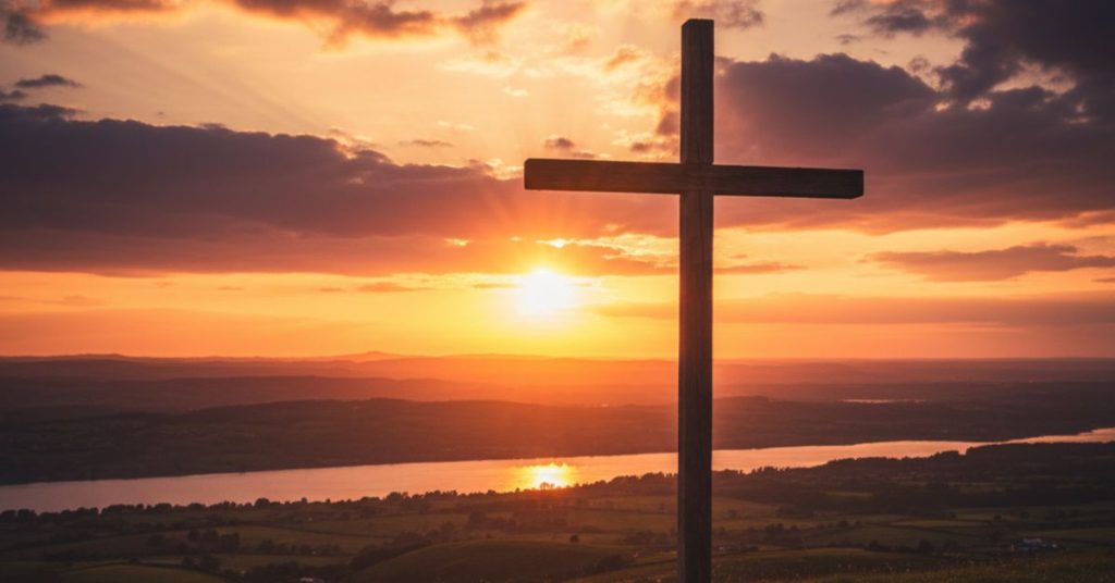 cross at sunset